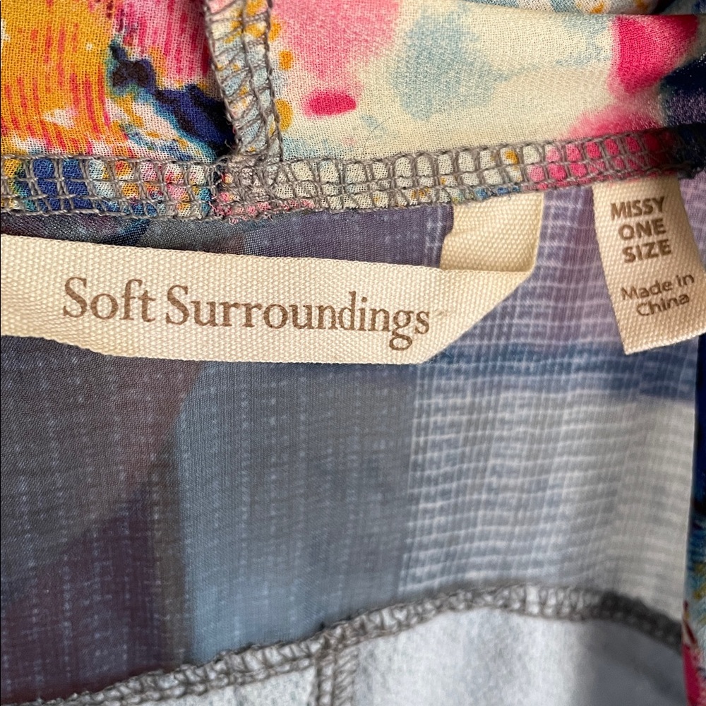 Soft Surroundings Floral Patchwork Print Sleeveless Flowy Lightweight Duster, OS - Picture 6 of 7